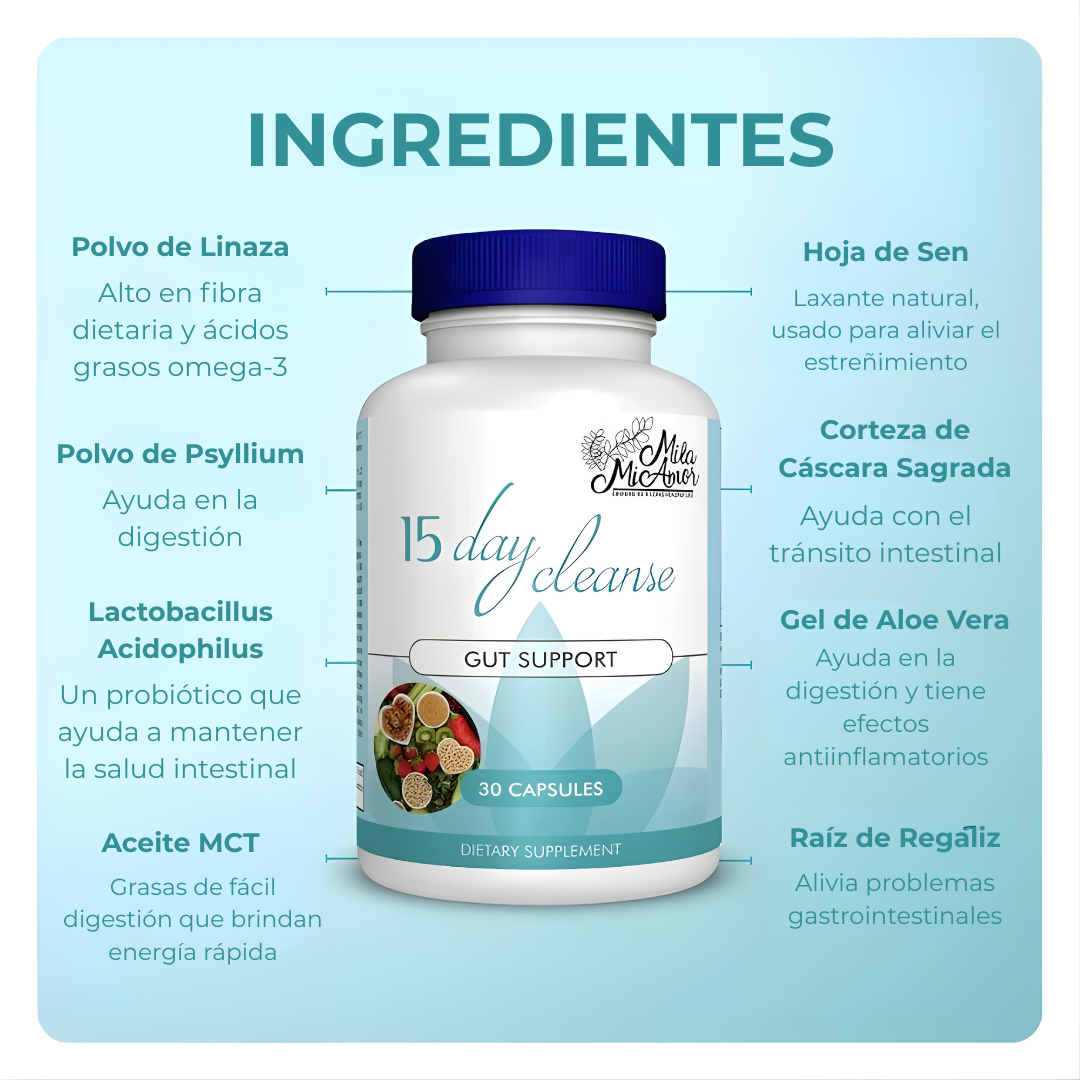 15 Day Cleanse - Limpieza de Colon y Abdomen Plano (Fórmula Original)